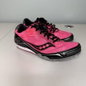 Saucony Women's Velocity 4 Track Shoes Spikes Size 7.5 Pink And Black